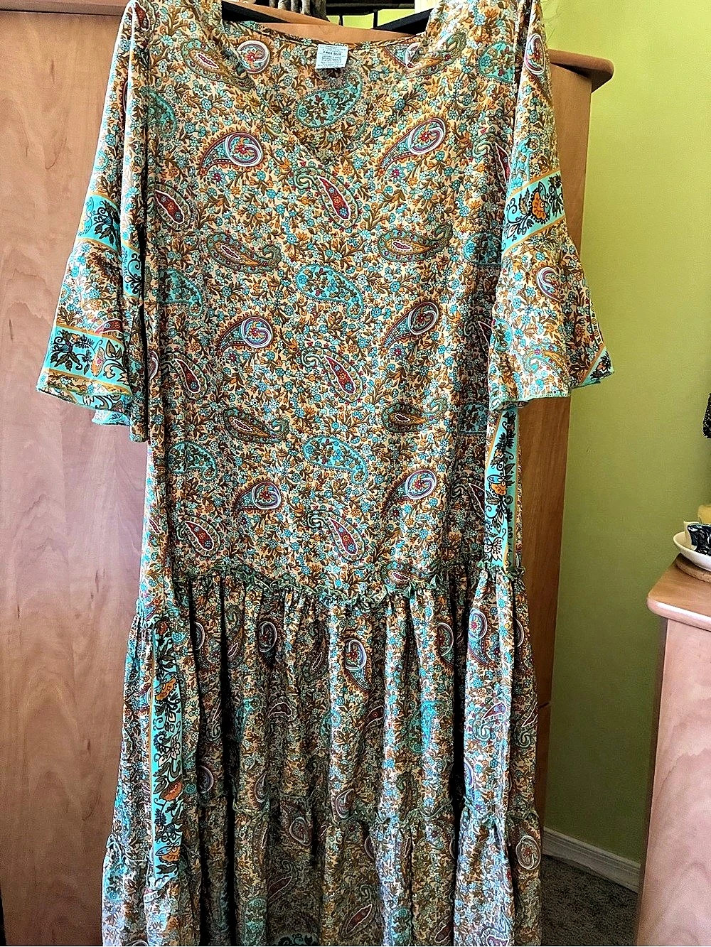 Paisley Maxi Dress in Blue & Brown Small